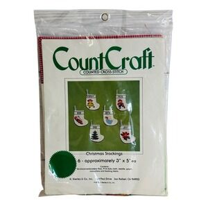 Christmas Stockings Ornaments Counted Cross Stitch Kit Sealed Vintage CountCraft